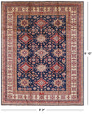 Blue Super Kazak Handmade Wool Rug - 8' 0" X 9' 10" - Golden Nile