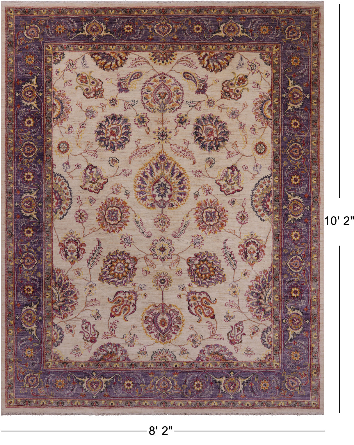 Ivory Fine Serapi Handmade Rug - 8' 2" X 10' 2"