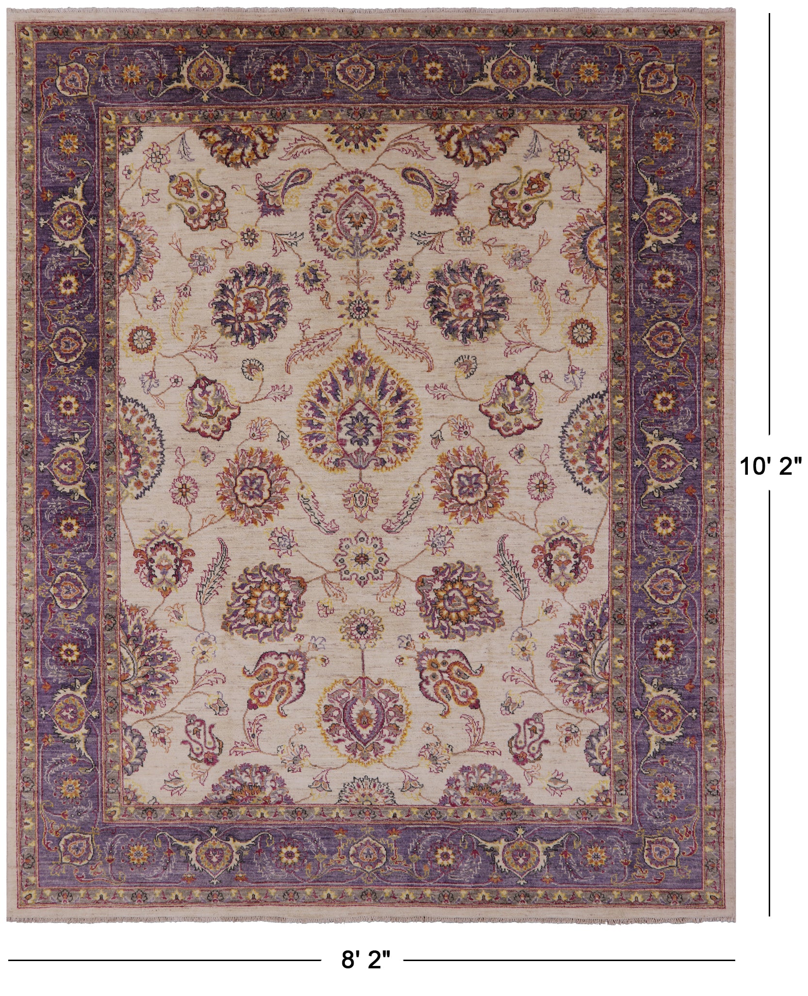 Ivory Fine Serapi Handmade Rug - 8' 2" X 10' 2" - Golden Nile