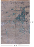 SUPER SALE Modern Handmade Wool & Silk Rug - 6' 1" X 8' 10"
