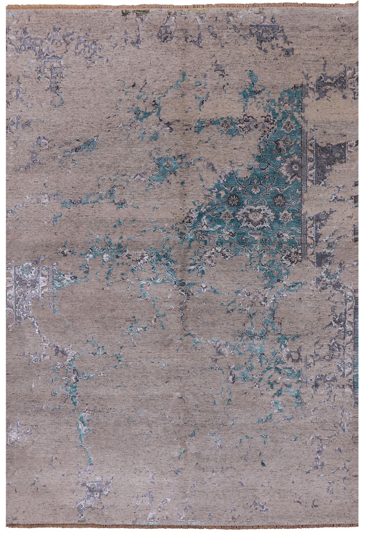 SUPER SALE Modern Handmade Wool & Silk Rug - 6' 1" X 8' 10"