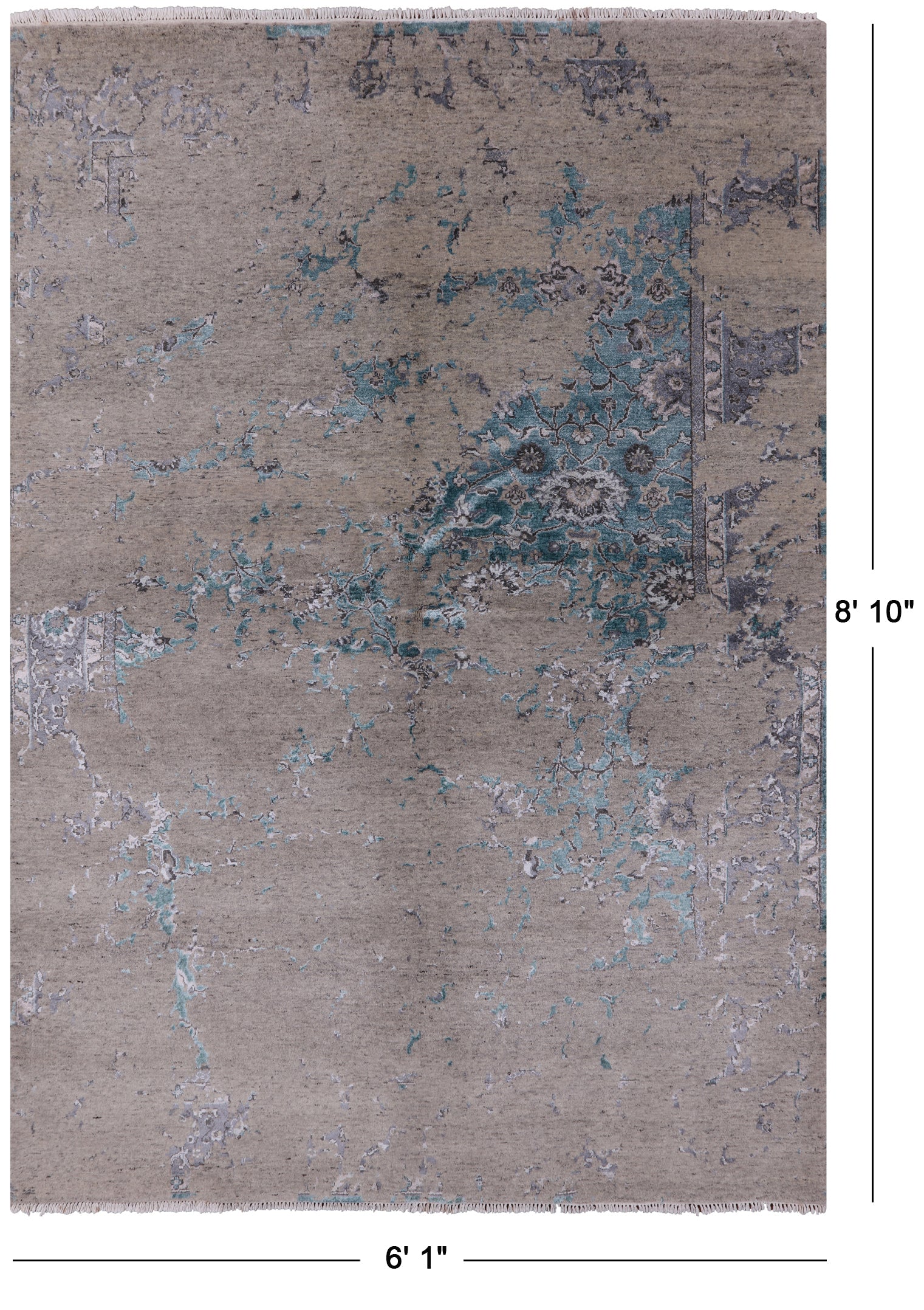 Modern Handmade Wool & Silk Rug - 6' 1" X 8' 10" - Golden Nile