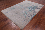 SUPER SALE Modern Handmade Wool & Silk Rug - 6' 1" X 8' 10"