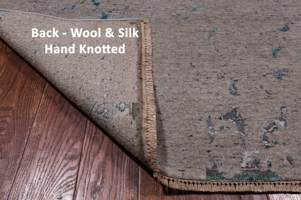 SUPER SALE Modern Handmade Wool & Silk Rug - 6' 1" X 8' 10"