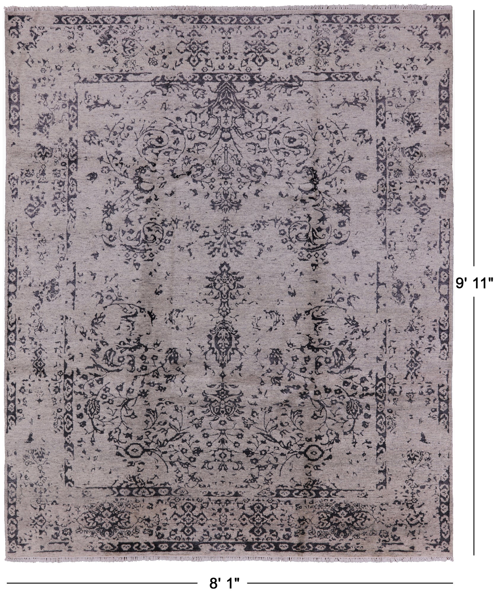 Fine Serapi Hand Knotted Wool & Silk Rug - 8' 1" X 9' 11" - Golden Nile