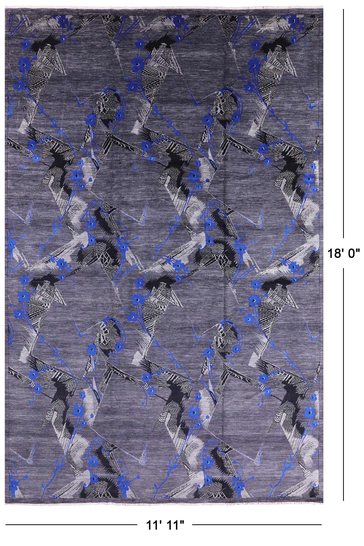 William Morris Hand Knotted Wool Rug - 11' 11" X 18' 0" - Golden Nile