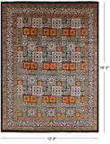 Black William Morris Handmade Wool Area Rug - 12' 2" X 16' 2" - Golden Nile