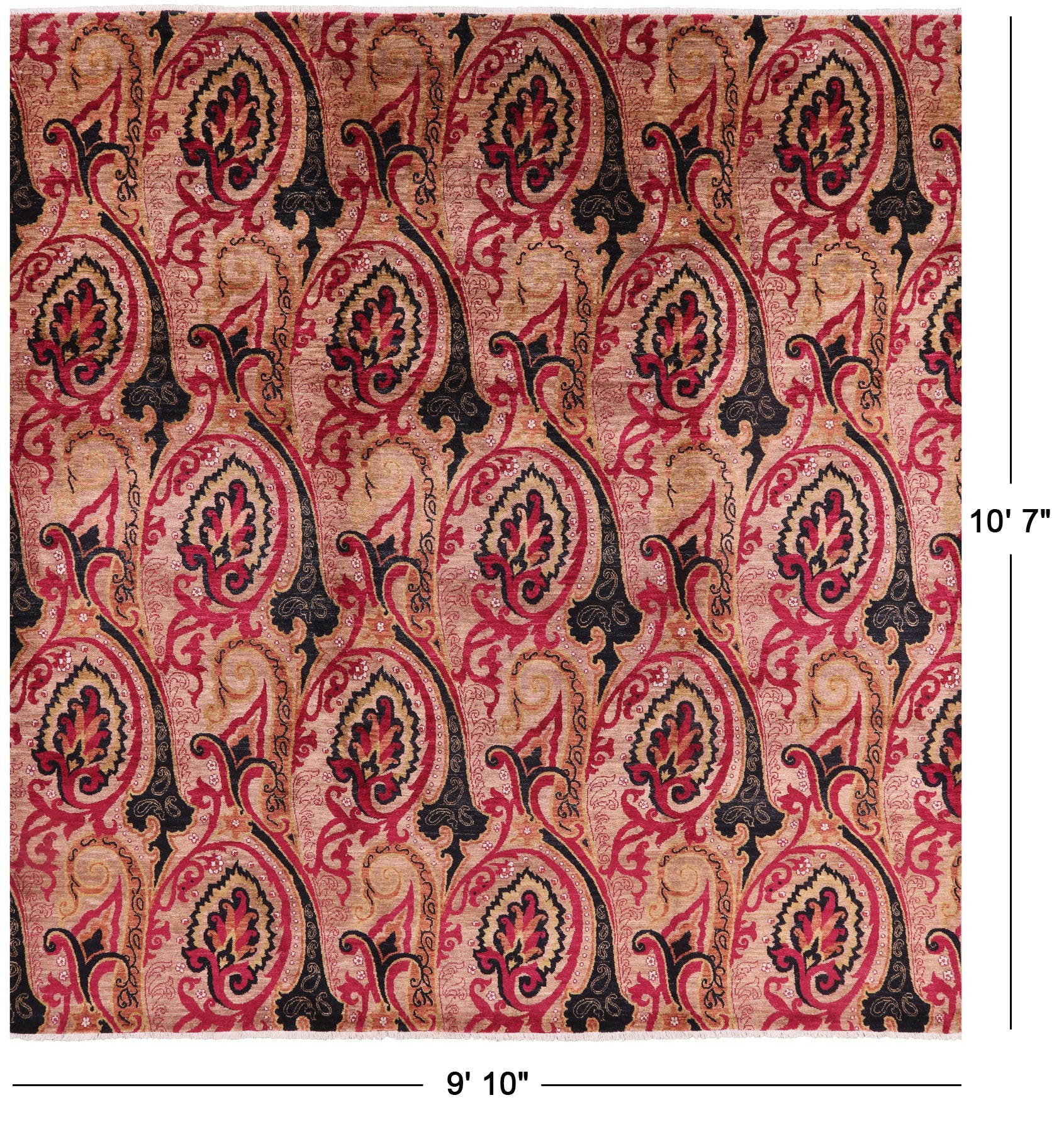 William Morris Hand Knotted Rug - 9' 10" X 10' 7" - Golden Nile