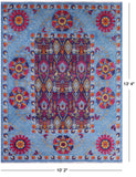 Blue William Morris Handmade Wool Rug - 10' 2" X 13' 4" - Golden Nile