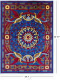 Blue Peacock William Morris Handmade Wool Rug - 10' 4" X 13' 11" - Golden Nile