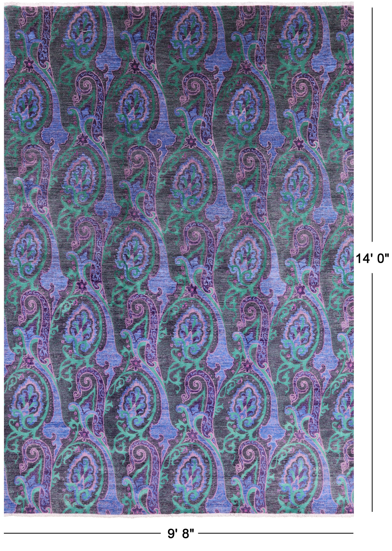 William Morris Handmade Wool Rug - 9' 8" X 14' 0" - Golden Nile