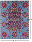 Blue William Morris Handmade Wool Rug - 8' 10" X 11' 7" - Golden Nile
