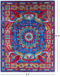 Blue Peacock William Morris Hand Knotted Wool Rug - 9' 2" X 12' 4" - Golden Nile