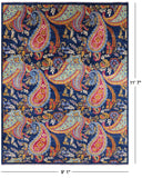 Blue William Morris Hand Knotted Wool Rug - 9' 1" X 11' 7" - Golden Nile