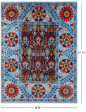 Blue William Morris Hand Knotted Wool Area Rug - 9' 0" X 11' 11" - Golden Nile