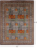 Black William Morris Handmade Wool Area Rug - 9' 2" X 12' 3" - Golden Nile