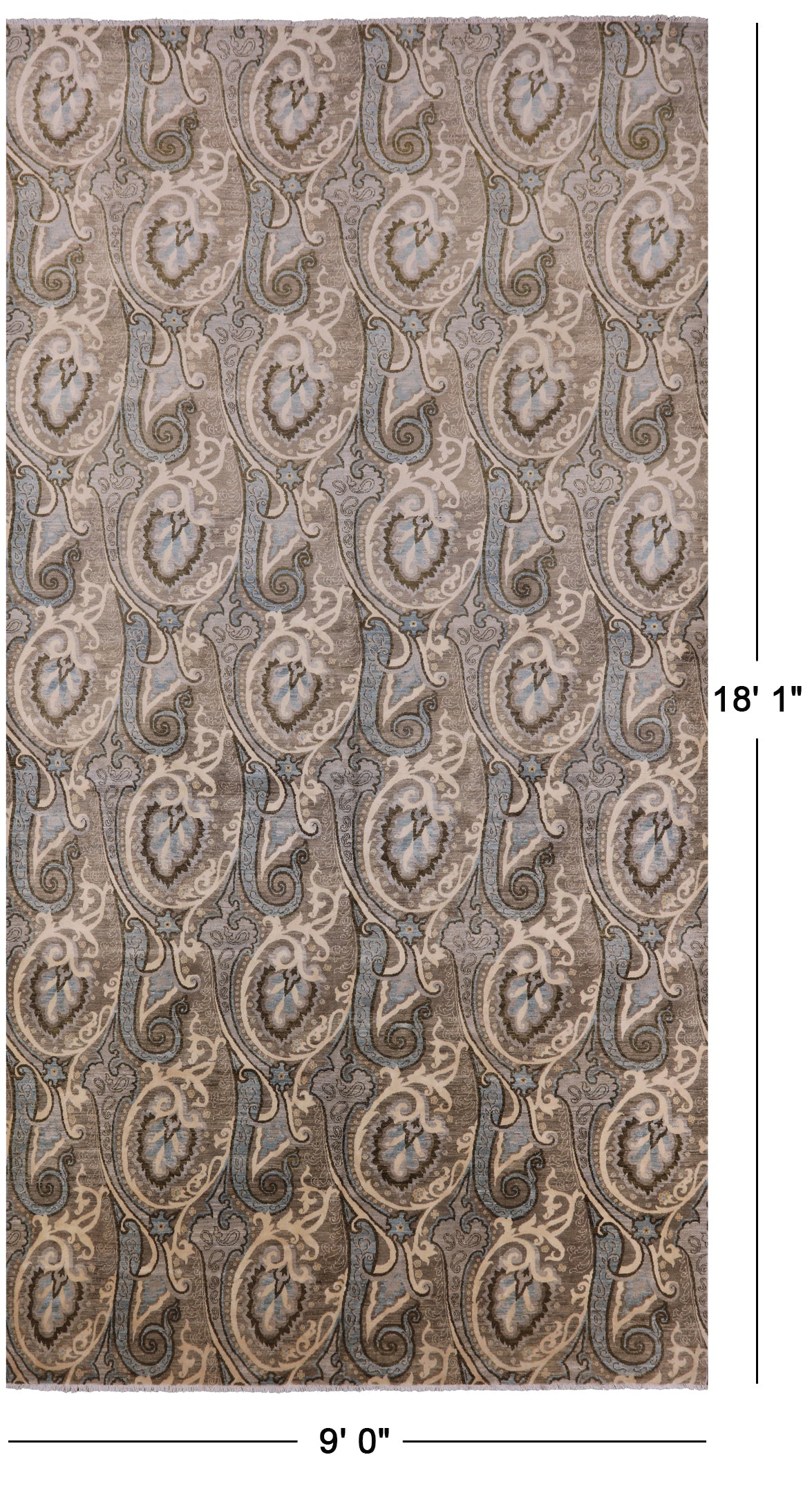 William Morris Handmade Wool Rug - 9' 0" X 18' 1" - Golden Nile