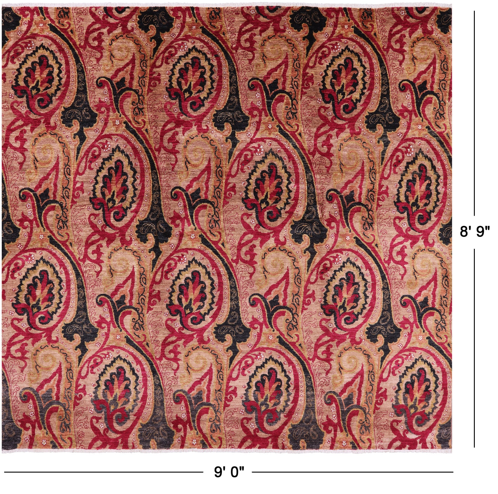 Square William Morris Hand Knotted Rug - 8' 9" X 9' 0" - Golden Nile