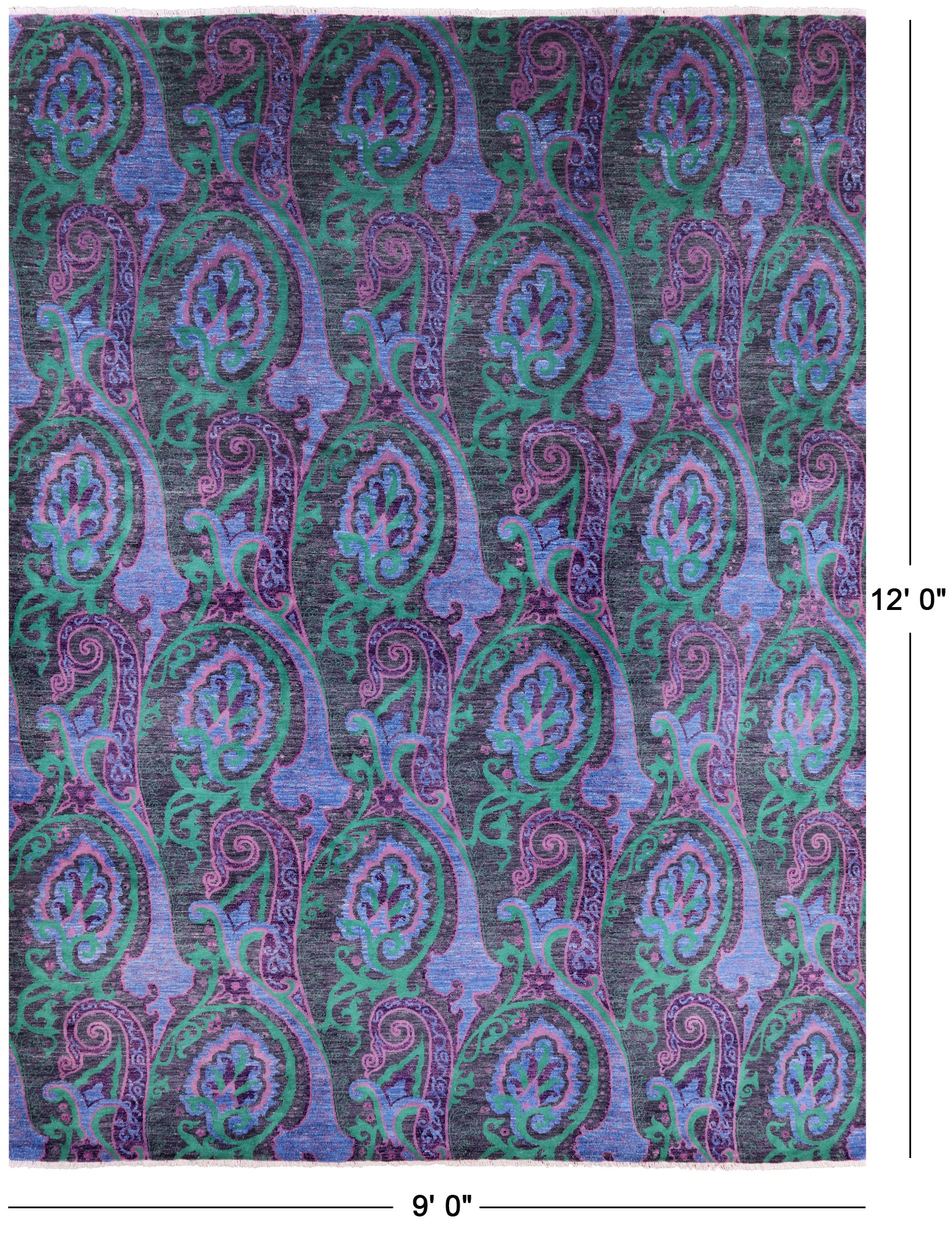 William Morris Handmade Wool Rug - 9' 0" X 12' 0" - Golden Nile