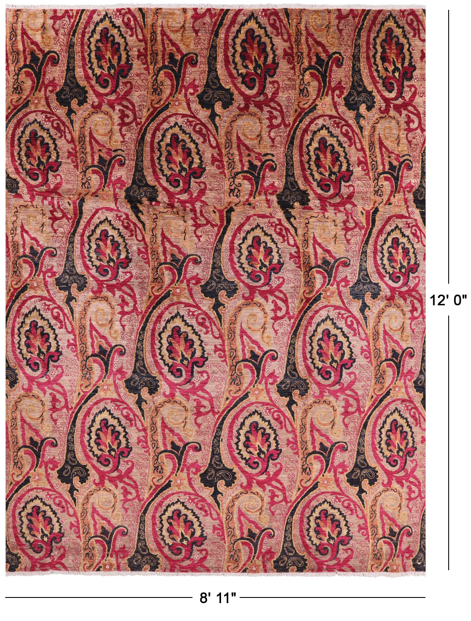 William Morris Handmade Wool Rug - 8' 11" X 12' 0" - Golden Nile