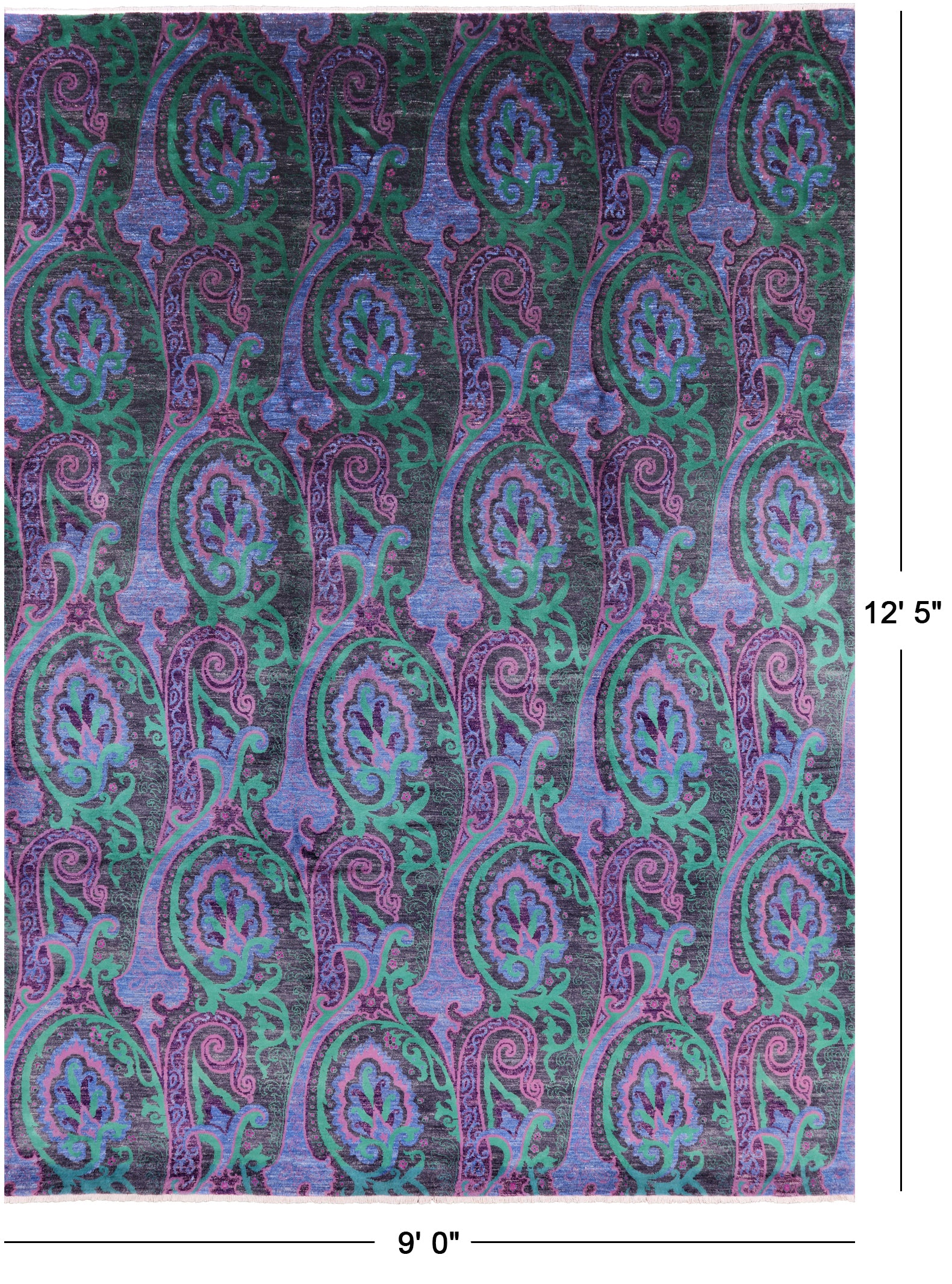 William Morris Hand Knotted Wool Rug - 9' 0" X 12' 5" - Golden Nile