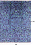 Purple William Morris Hand Knotted Wool Area Rug - 9' 0" X 11' 10" - Golden Nile