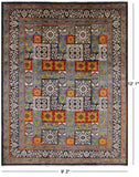 Black William Morris Handmade Wool Area Rug - 9' 2" X 12' 1" - Golden Nile