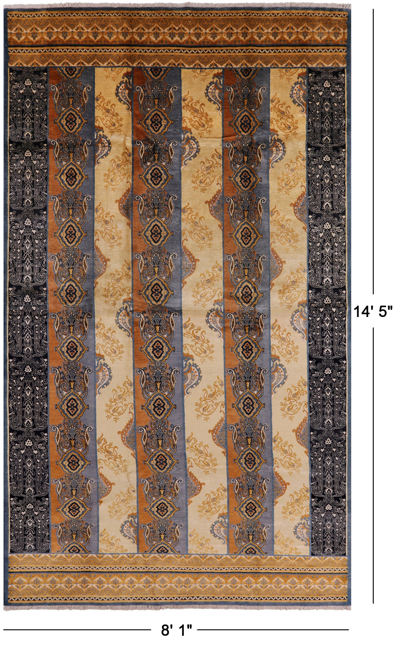 William Morris Hand Knotted Wool Rug - 8' 1" X 14' 5" - Golden Nile