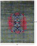 Green Wiiliam Morris Hand Knotted Wool Area Rug - 7' 9" X 9' 6" - Golden Nile