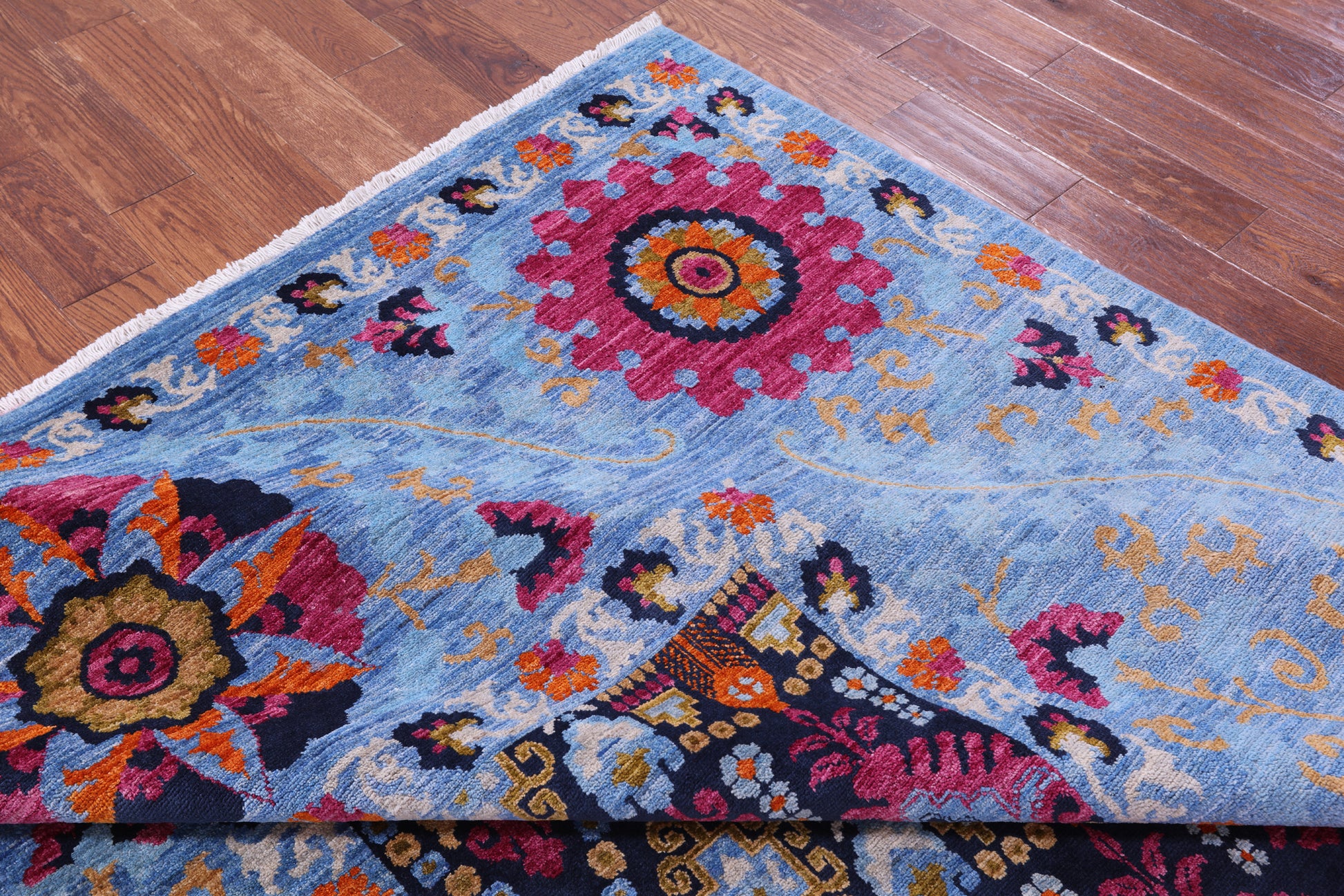 William Morris Hand Knotted Wool Area Rug - 7' 10" X 10' 1'' - Golden Nile