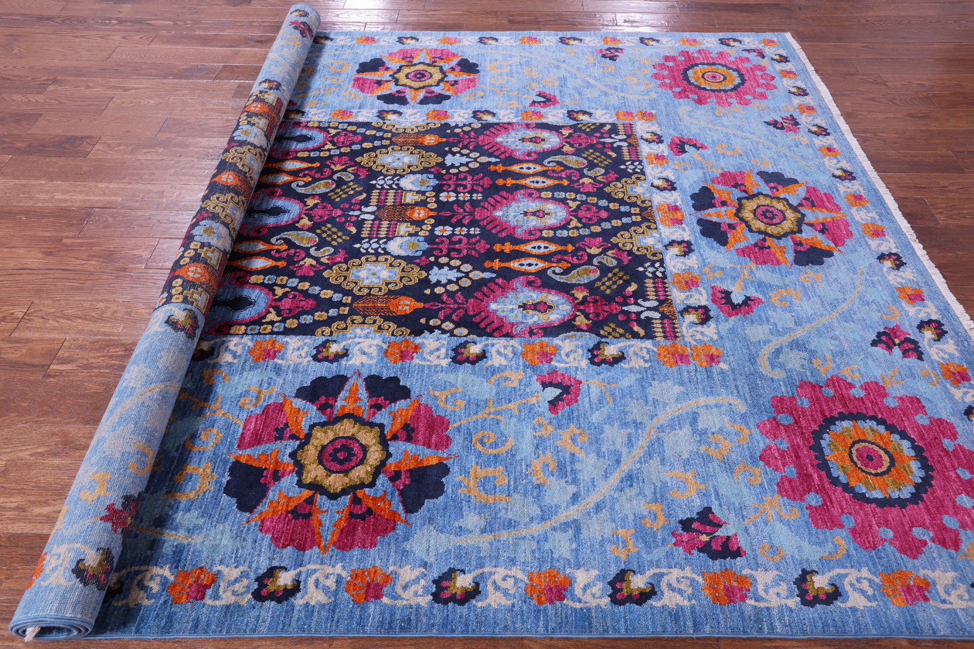 William Morris Hand Knotted Wool Area Rug - 7' 10" X 10' 1'' - Golden Nile