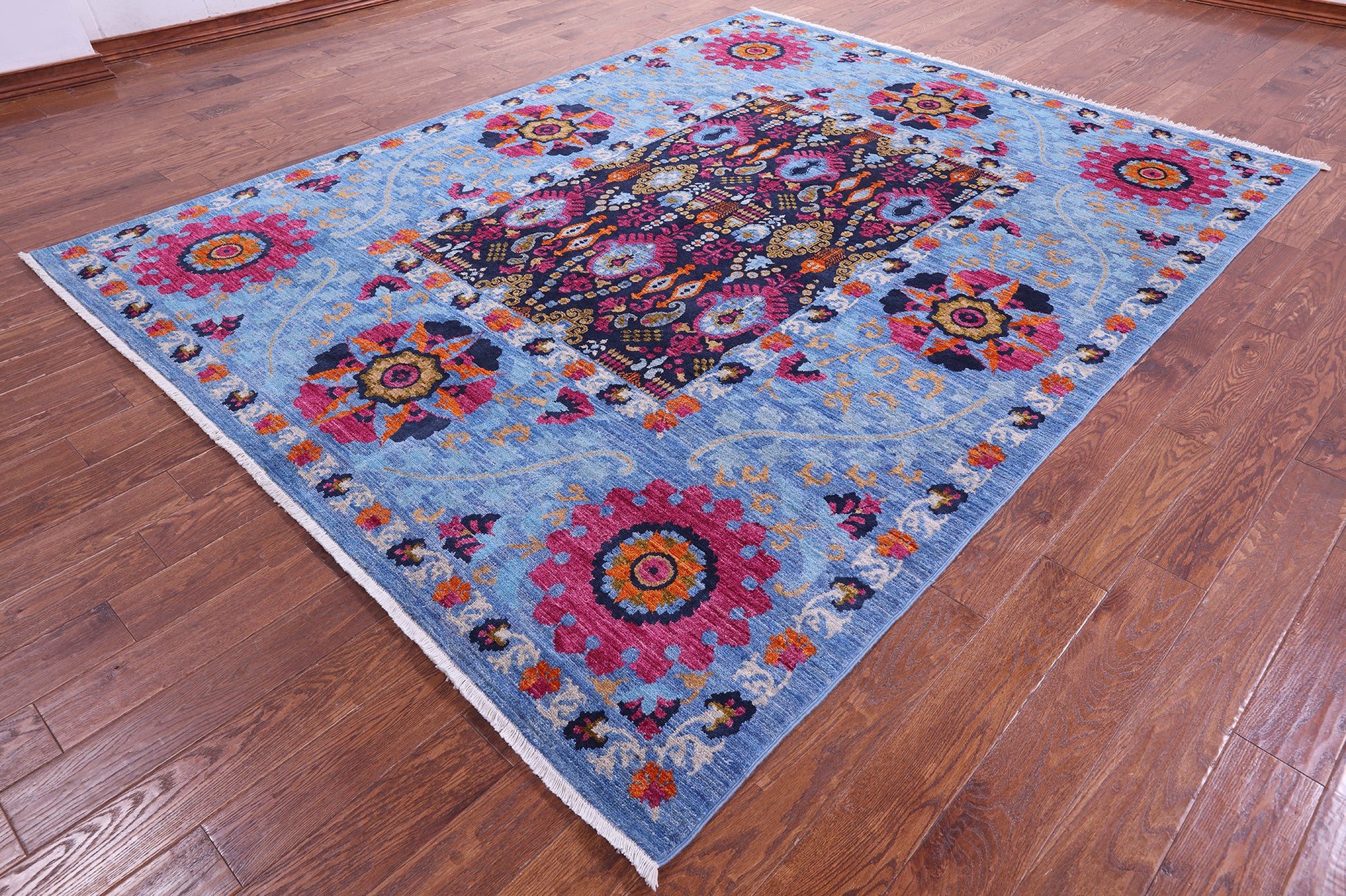 William Morris Hand Knotted Wool Area Rug - 7' 10" X 10' 1'' - Golden Nile