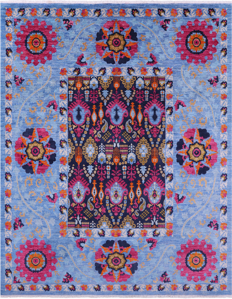 William Morris Hand Knotted Wool Area Rug - 7' 10" X 10' 1'' - Golden Nile