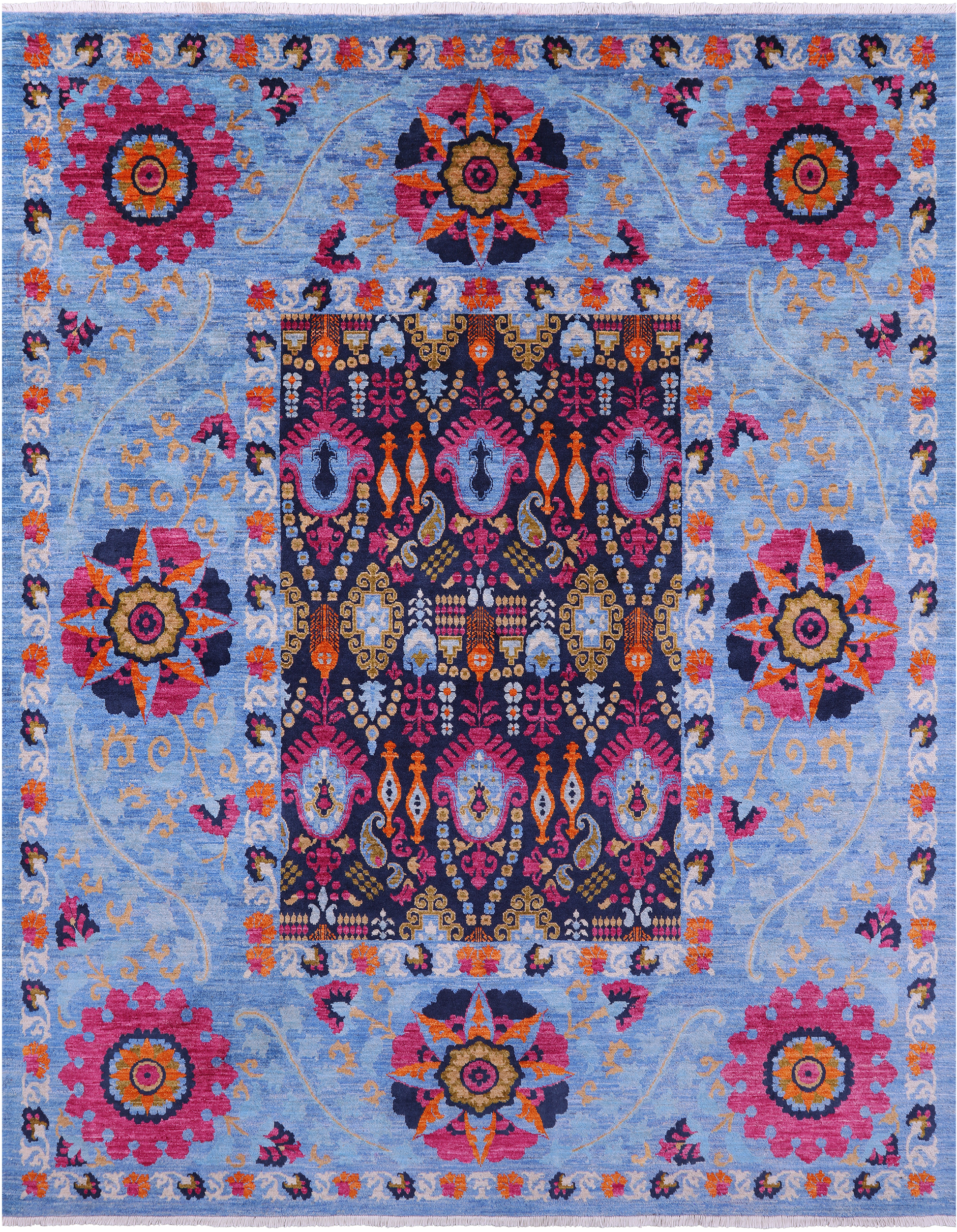 William Morris Hand Knotted Wool Area Rug - 7' 10" X 10' 1'' - Golden Nile