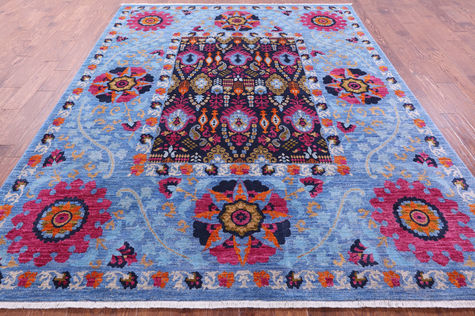 William Morris Hand Knotted Wool Area Rug - 7' 10" X 10' 1'' - Golden Nile