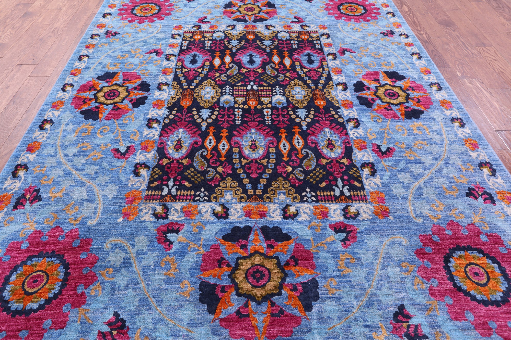 William Morris Hand Knotted Wool Area Rug - 7' 10" X 10' 1'' - Golden Nile