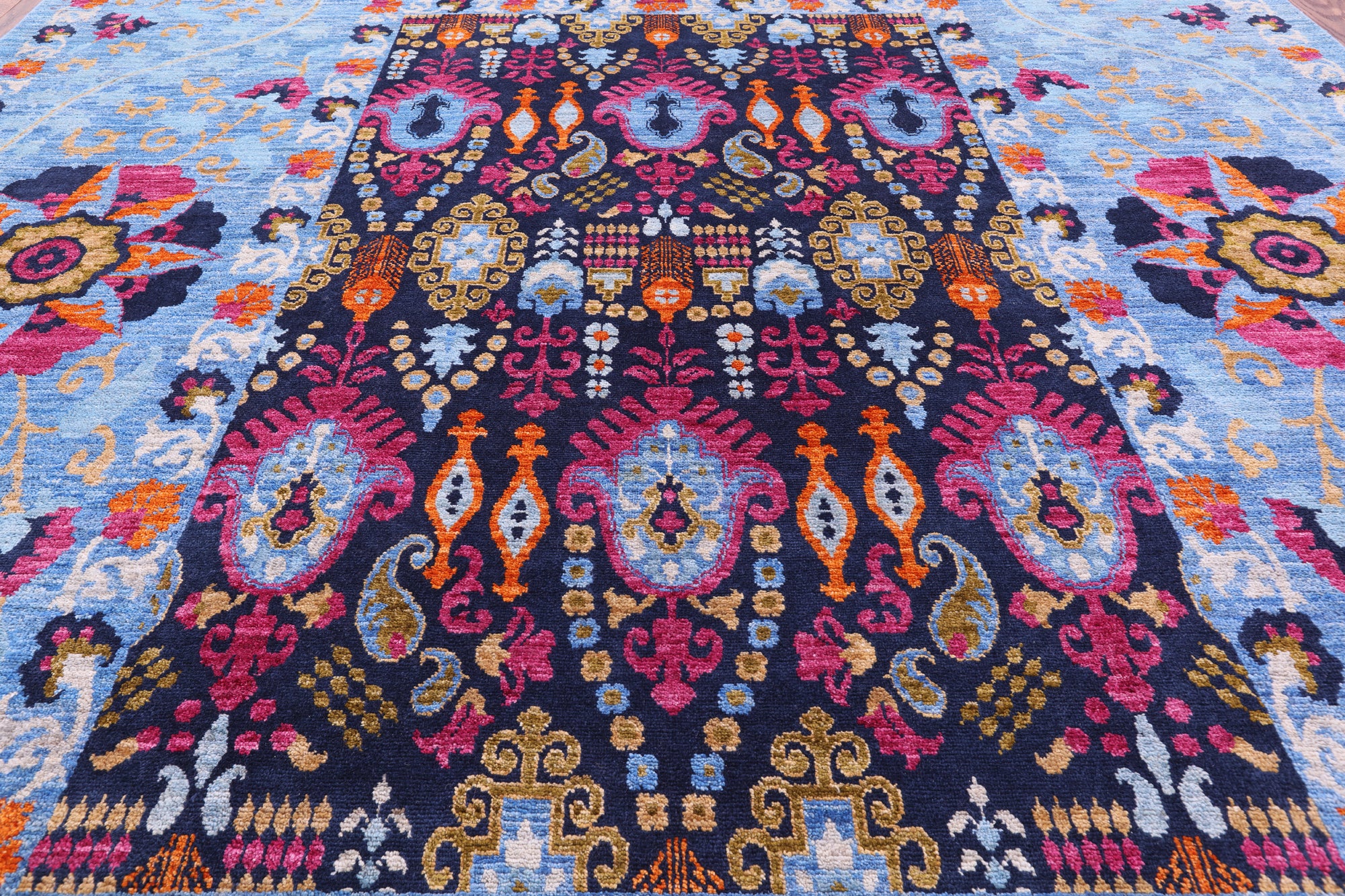 William Morris Hand Knotted Wool Area Rug - 7' 10" X 10' 1'' - Golden Nile