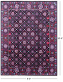 Black William Morris Hand Knotted Wool Area Rug - 8' 0" X 10' 4" - Golden Nile