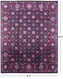 Black William Morris Hand Knotted Wool Area Rug - 8' 2" X 10' 3" - Golden Nile