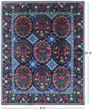 Black William Morris Hand Knotted Wool Area Rug - 8' 2" X 10' 0" - Golden Nile