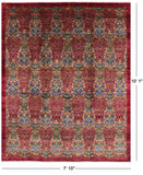 Red William Morris Handmade Wool Rug - 7' 10" X 10' 1" - Golden Nile