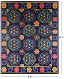 Black William Morris Hand Knotted Wool Rug - 8' 0" X 10' 1" - Golden Nile