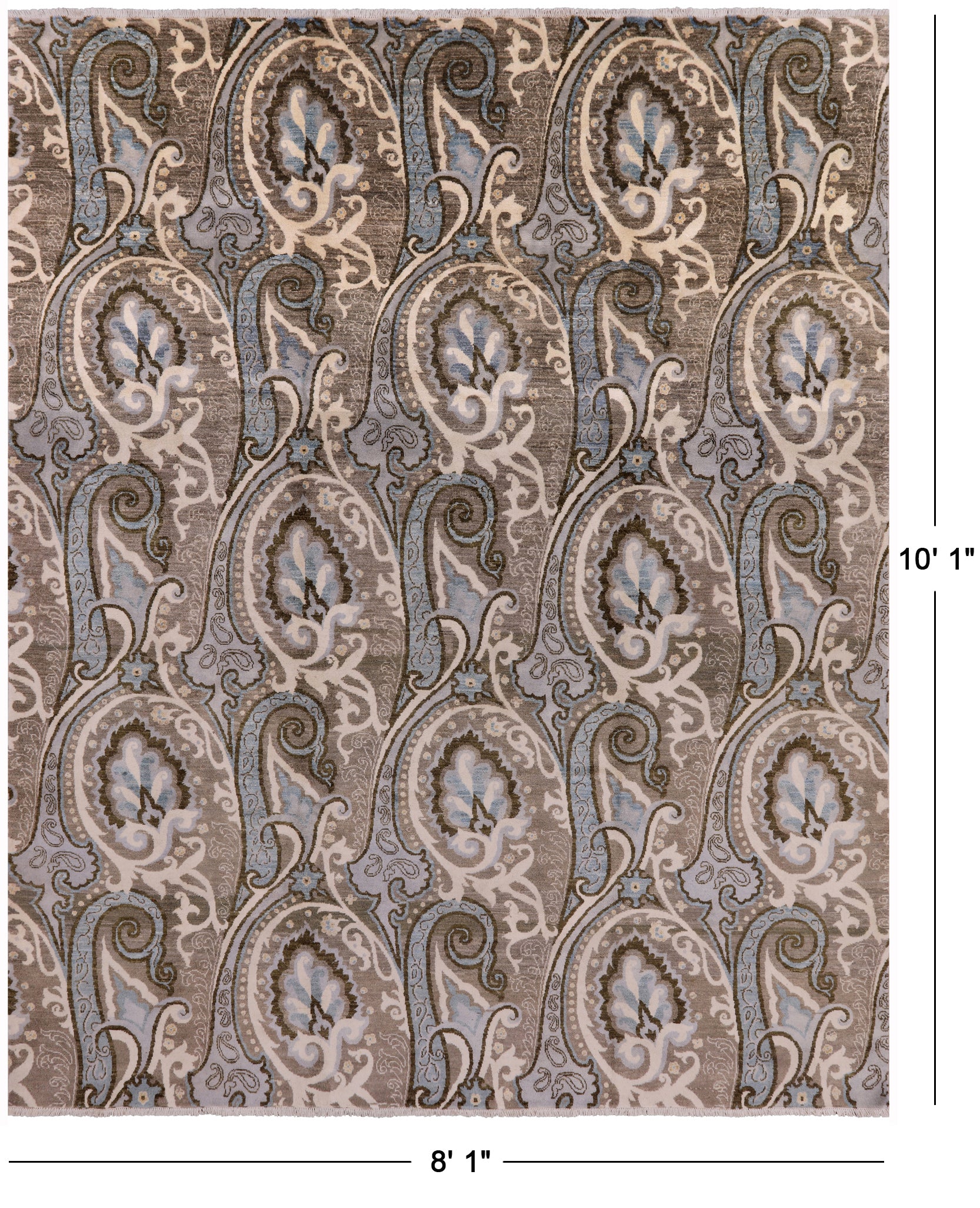 William Morris Handmade Wool Rug - 8' 1" X 10' 1" - Golden Nile