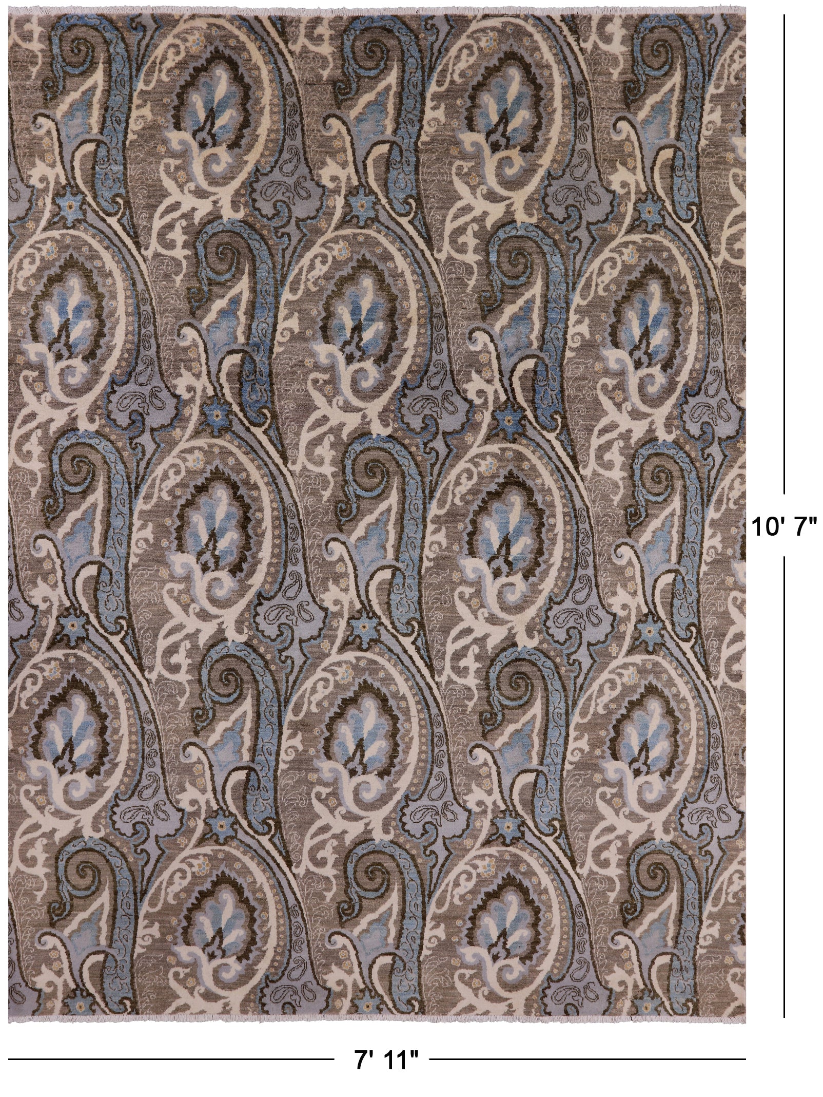 William Morris Hand Knotted Wool Rug - 7' 11" X 10' 7" - Golden Nile