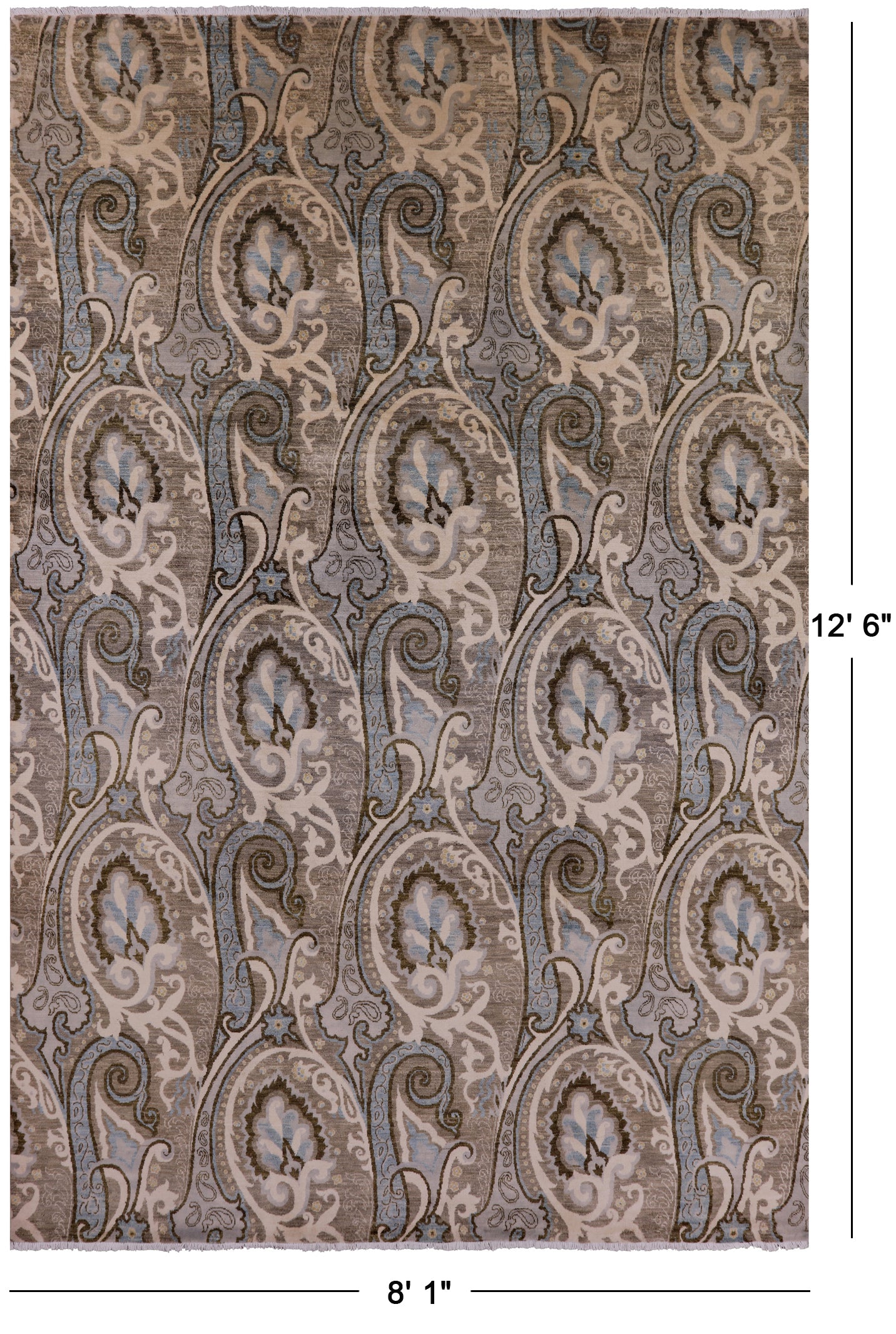 William Morris Handmade Wool Rug - 8' 1" X 12' 6" - Golden Nile