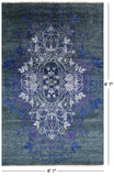 Green William Morris Hand Knotted Wool Rug - 6' 1" X 9' 7" - Golden Nile