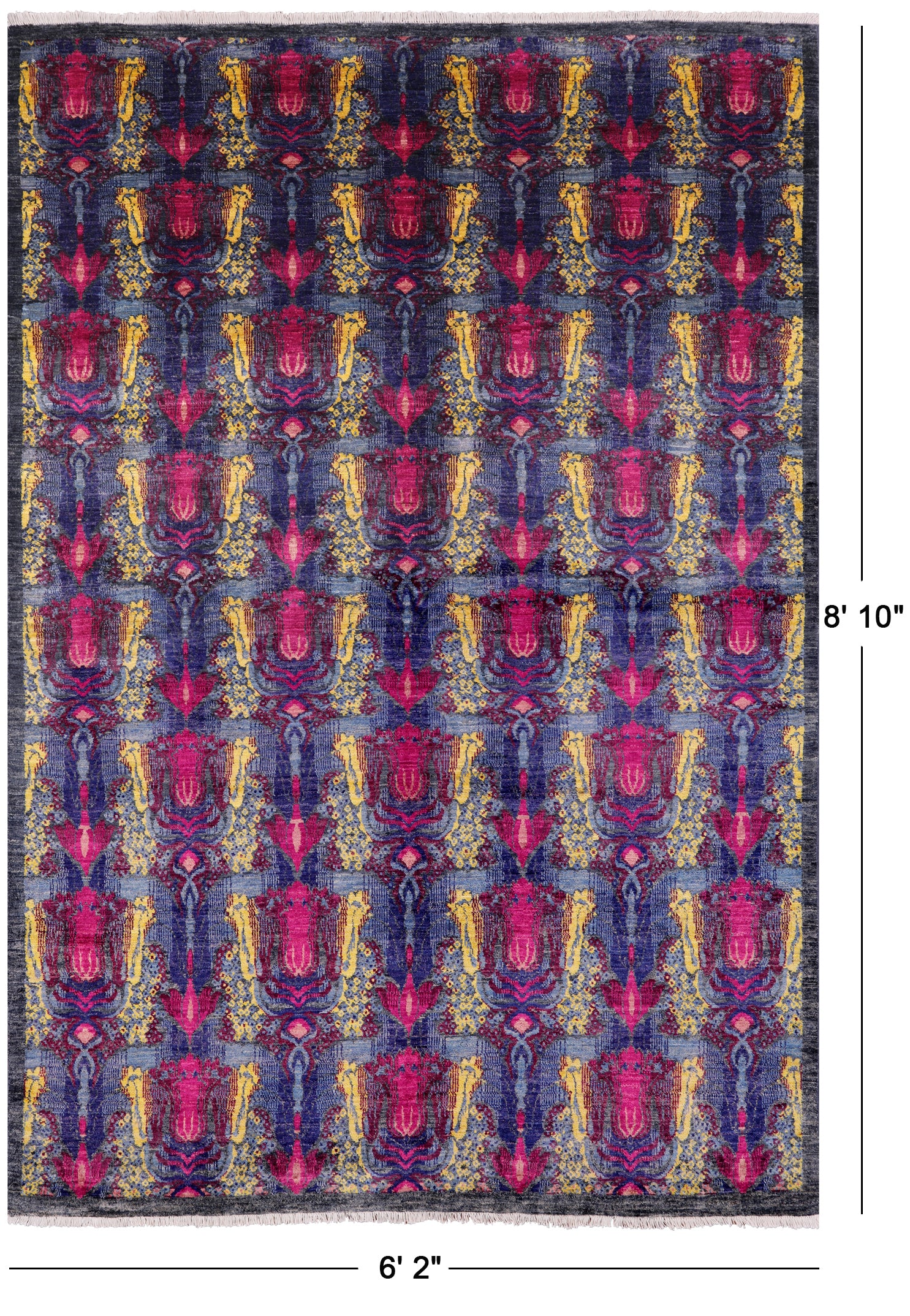 William Morris Hand Knotted Wool Rug - 6' 2" X 8' 10" - Golden Nile