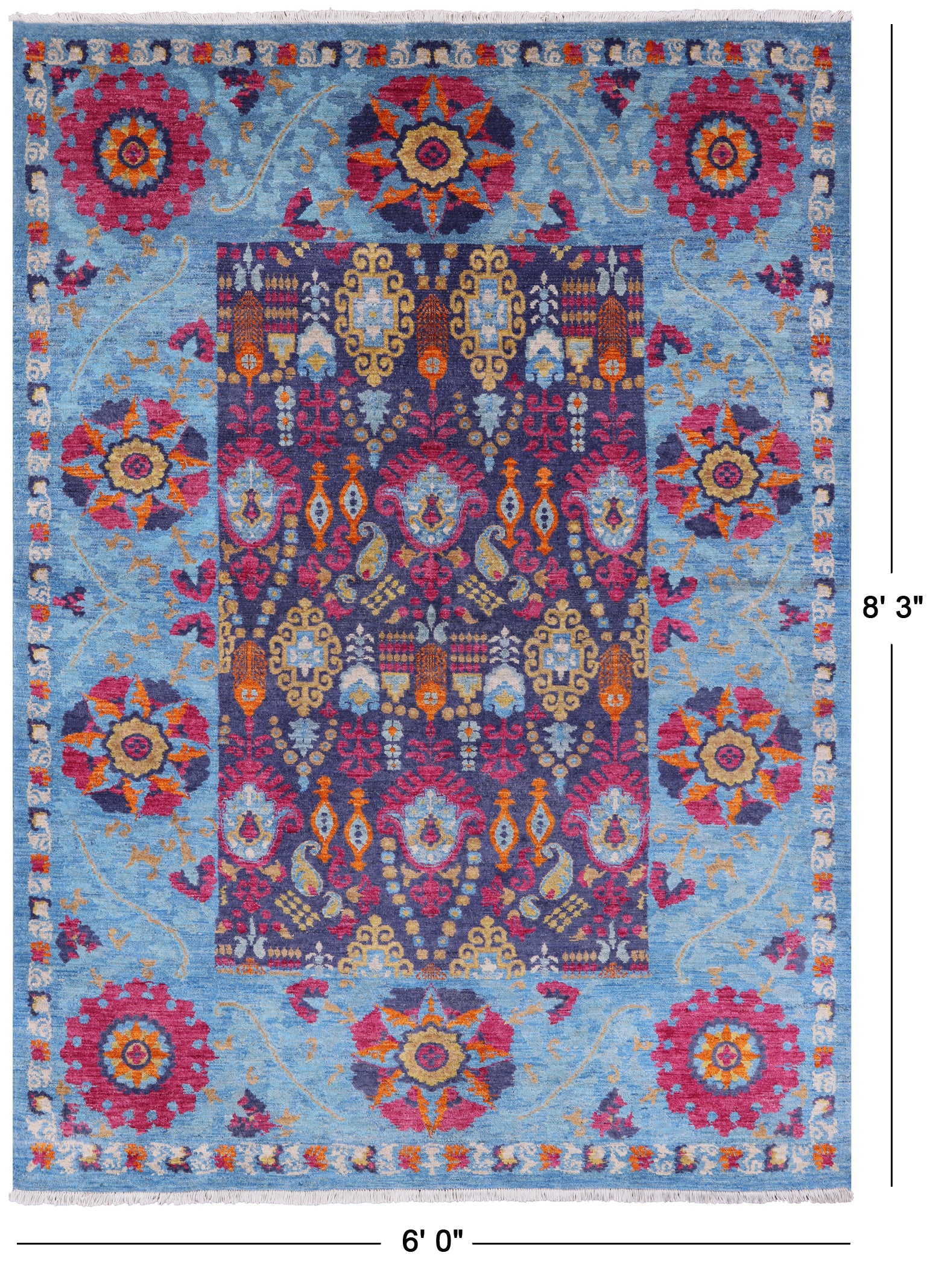 William Morris Hand Knotted Wool Rug - 6' 0" X 8' 3" - Golden Nile