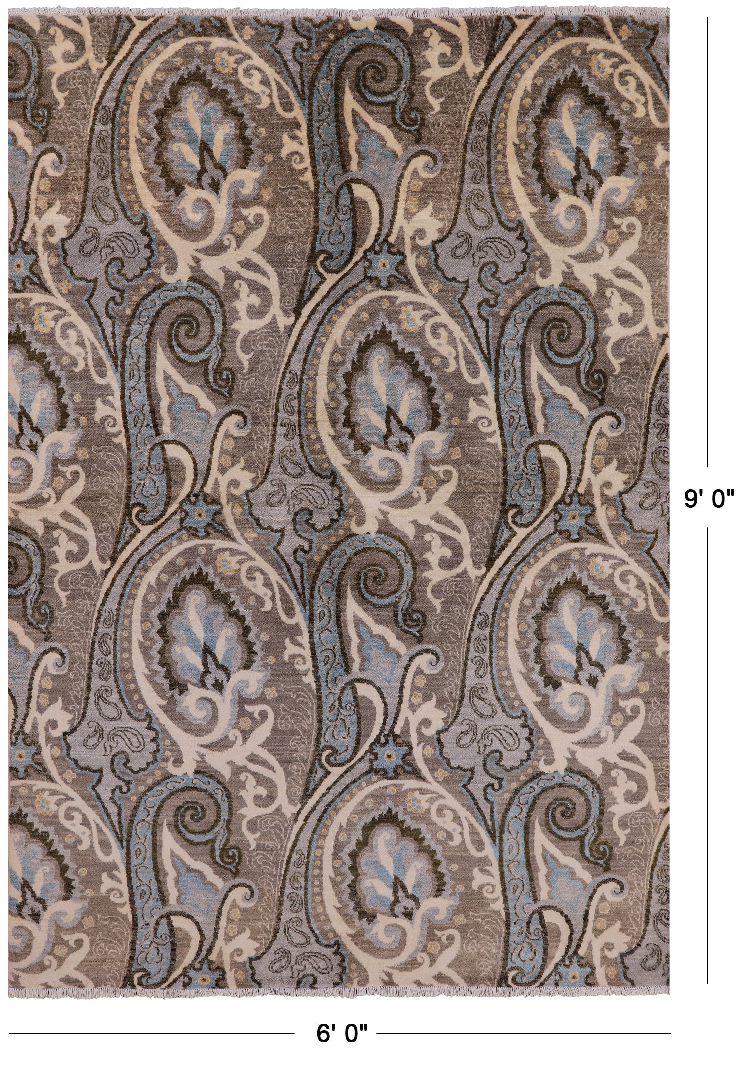William Morris Hand Knotted Wool Rug - 6' 0" X 9' 0" - Golden Nile
