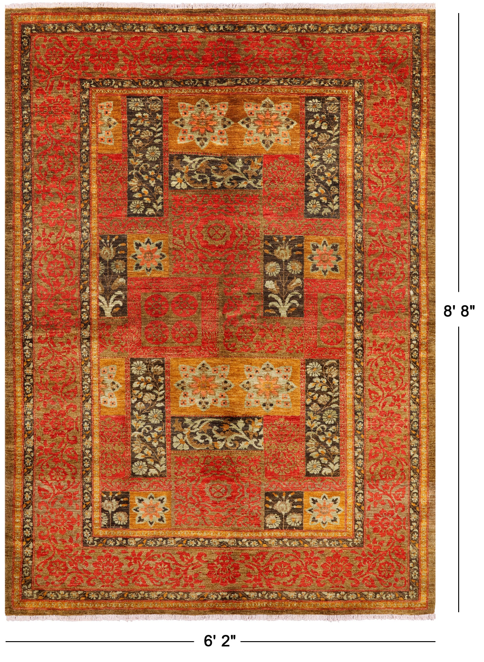 William Morris Handmade Wool Rug - 6' 2" X 8' 8" - Golden Nile